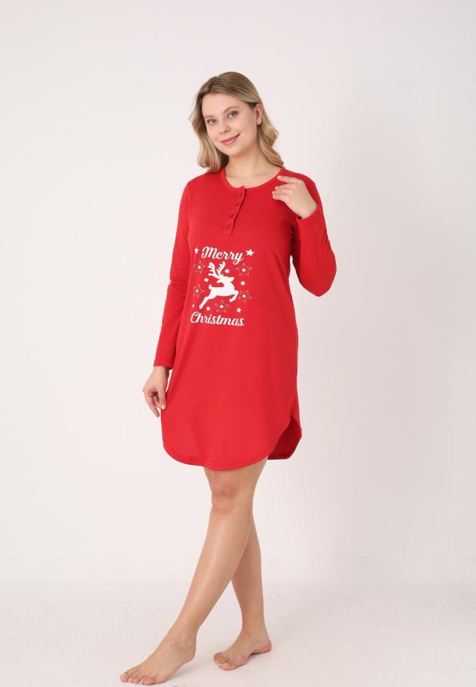 Camasa de noapte Craciun,Imprimeu Ren,En-gros